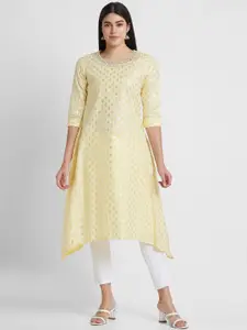Globus Ethnic Motifs Printed Round Neck Pure Cotton Kurta