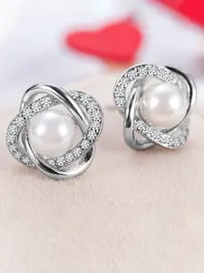 Peora Silver-Plated Contemporary Studs Earrings