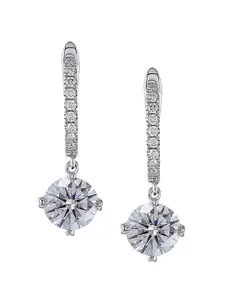Peora Silver-Plated & American Diamond Studded Contemporary Drop Earrings
