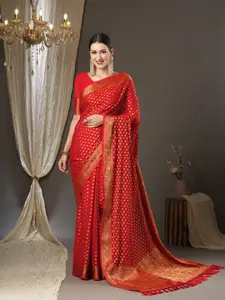 Saree mall Ethnic Motifs Woven Design Zari Poly Georgette Kanjeevaram Sarees