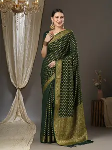 Saree mall Ethnic Motifs Woven Design Zari Poly Georgette Kanjeevaram Sarees