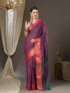Saree mall Ethnic Motif Woven Design Zari Taant Sarees