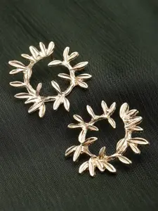 Bohey by KARATCART Gold-Plated Leaf Shape Hoop Earrings