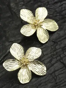 Bohey by KARATCART Gold-Plated Floral Studs Earrings