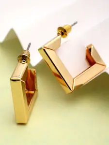 Bohey by KARATCART Gold-Plated Geometric Half Hoop Earrings