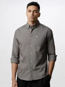THE BEAR HOUSE Slim Fit Button-Down Collar Pure Cotton Casual Shirt