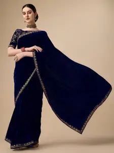 Vaidehi Fashion Embroidered Velvet Saree