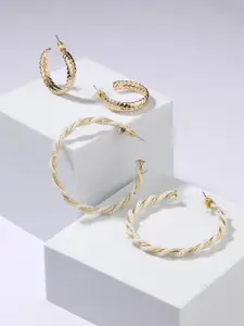 Jazz and Sizzle Set Of 2 Gold plated Circular Hoop Earrings