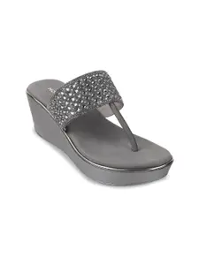 Mochi Embellished Open Toe Wedge Heels