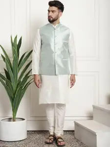 SOJANYA Silk Cotton Kurta With Churidar & Nehru Jacket