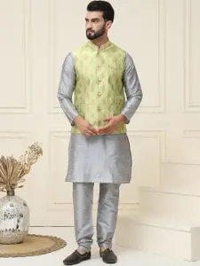 SOJANYA Silk Cotton Kurta With Churidar & Nehru Jacket
