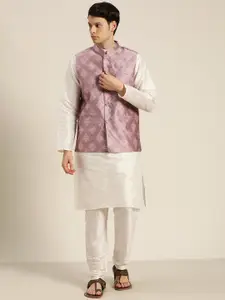 SOJANYA Mandarin Collar Regular Kurta With Churidar & With Nehru Jacket