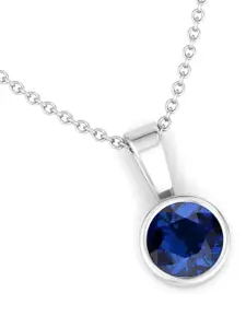 Inddus Jewels 925 Sterling Silver Rhodium-Plated Circular Shaped Pendant With Chain