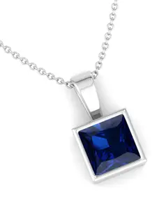 Inddus Jewels Women Rhodium-Plated 925 Sterling Silver CZ-Studded Pendant With Chain