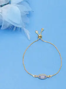 DressBerry Women Gold-Plated Enamelled Evil Eye Charm Bracelet