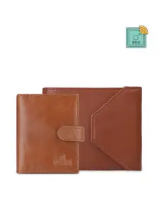 THE CLOWNFISH Men Pack of 2 Leather RFID Two Fold Wallet