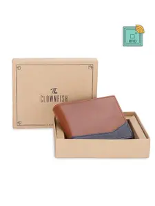 THE CLOWNFISH Men Colourblocked Leather RFID Two Fold Wallet