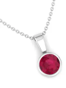 Inddus Jewels Women Rhodium-Plated Circular Shaped 925 Sterling Silver Pendant With Chain