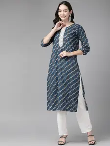 Cayman Floral Printed Sequinned Floral Pure Cotton Kurta