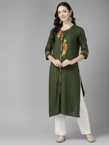 Cayman Floral Embroidered Pure Cotton Kurta