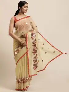 Geroo Jaipur Checked Embellished Gotta Patti Pure Silk Kota Saree