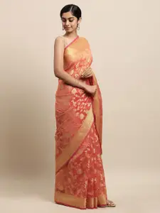 Geroo Jaipur Floral Woven Design Zari Pure Silk Kota Saree