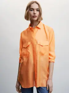 MANGO Women Orange Opaque Casual Shirt