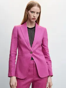 MANGO Pure Linen Single-Breasted Blazer