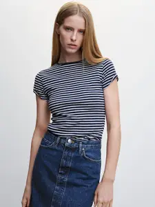 MANGO Striped Pure Cotton T-shirt