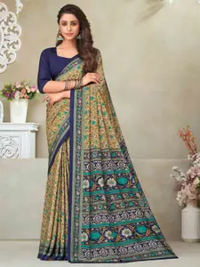Satrani Floral Printed Silk Blend Saree