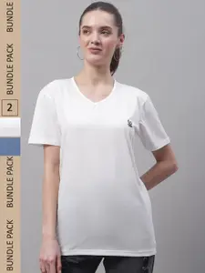 VIMAL JONNEY Pack Of 2 V-Neck Cotton T-shirts