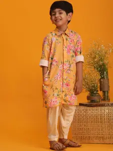 VASTRAMAY Boys Floral Printed Straight Kurta with Pyjamas