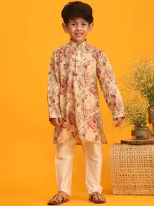 VASTRAMAY Boys Floral Printed Straight Kurta with Pyjamas