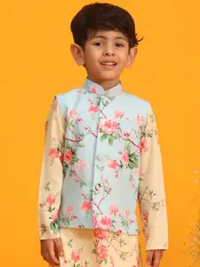 VASTRAMAY Boys Floral Printed Nehru Jacket
