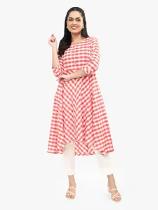 Sangria Checked Printed Pure Cotton A-Line Kurti