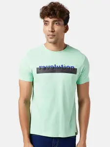 People Men Typography Printed Cotton Slim Fit T-shirt