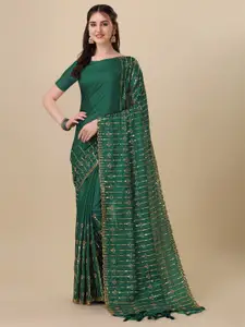 Mitera Embellished Embroidered Sequinned Pure Silk Saree