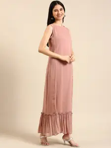 SHOWOFF Embellished Beads and Stones Layered Georgette Kurta