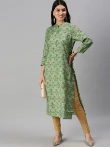 SHOWOFF WEthnic Motifs Printed Mandarin Collar Kurta