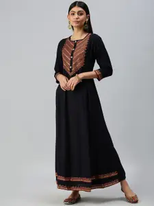 SHOWOFF Ethnic Motifs Yoke Design Mirror Work Kurta
