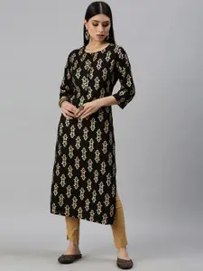SHOWOFF Ethnic Motifs Printed Round Neck Kurta