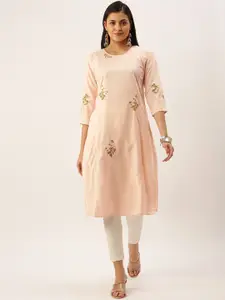 SHOWOFF Floral Embroidered Thread Work Kurta