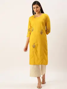 SHOWOFF Floral Embroidered Thread Work Kurta