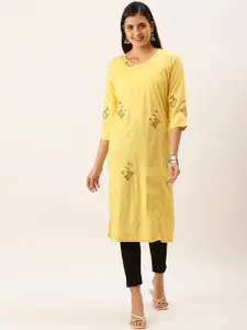 SHOWOFF Floral Embroidered Thread Work Kurta