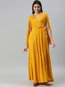 SHOWOFF Women Yellow Mirror Work Kurta