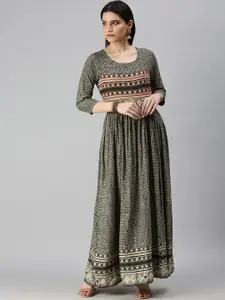 SHOWOFF Ethnic Motifs Printed Embroidered Ethnic Dress