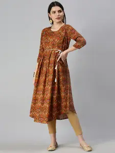 SHOWOFF Ethnic Motifs Printed Cotton A-Line Kurta