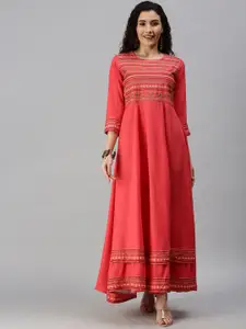 SHOWOFF Ethnic Motifs Embroidered A-Line Dress