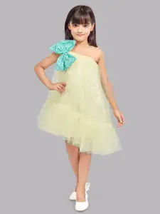 Pink Chick Girls One Shoulder Bow Detail Tulle Net A-Line Dress
