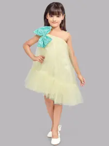 Pink Chick Girls One Shoulder Bow Detail Tulle Net A-Line Dress